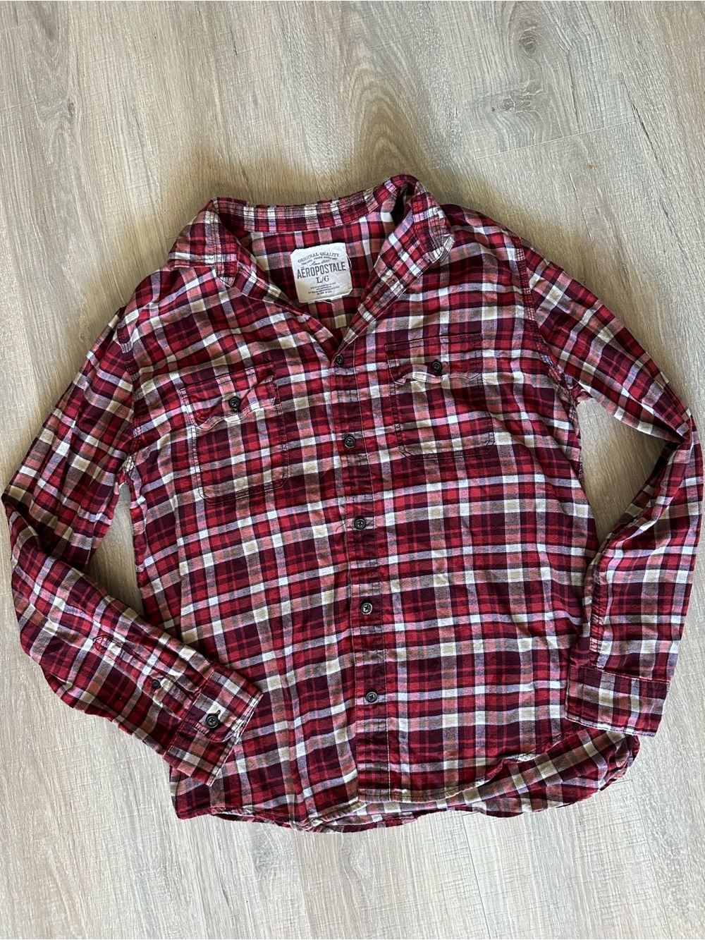 Aeropostale Men’s Red Plaid Button-Up Shirt